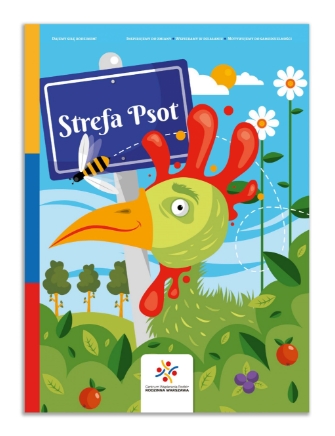 grafika bazyliszek, pszczoła i tekst "strefa psot"