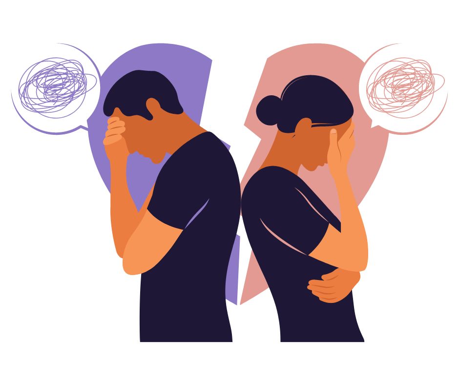 grafika, Para stojąca plecami do siebie