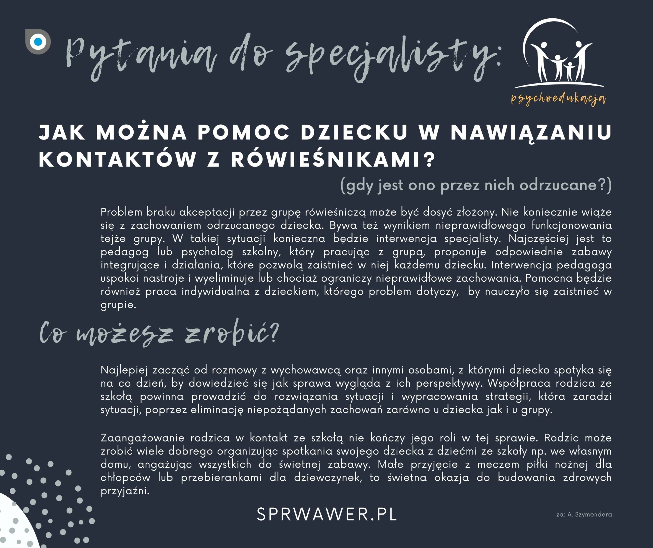 Infografika z testem "Problem braku akceptacji przez grupę..."