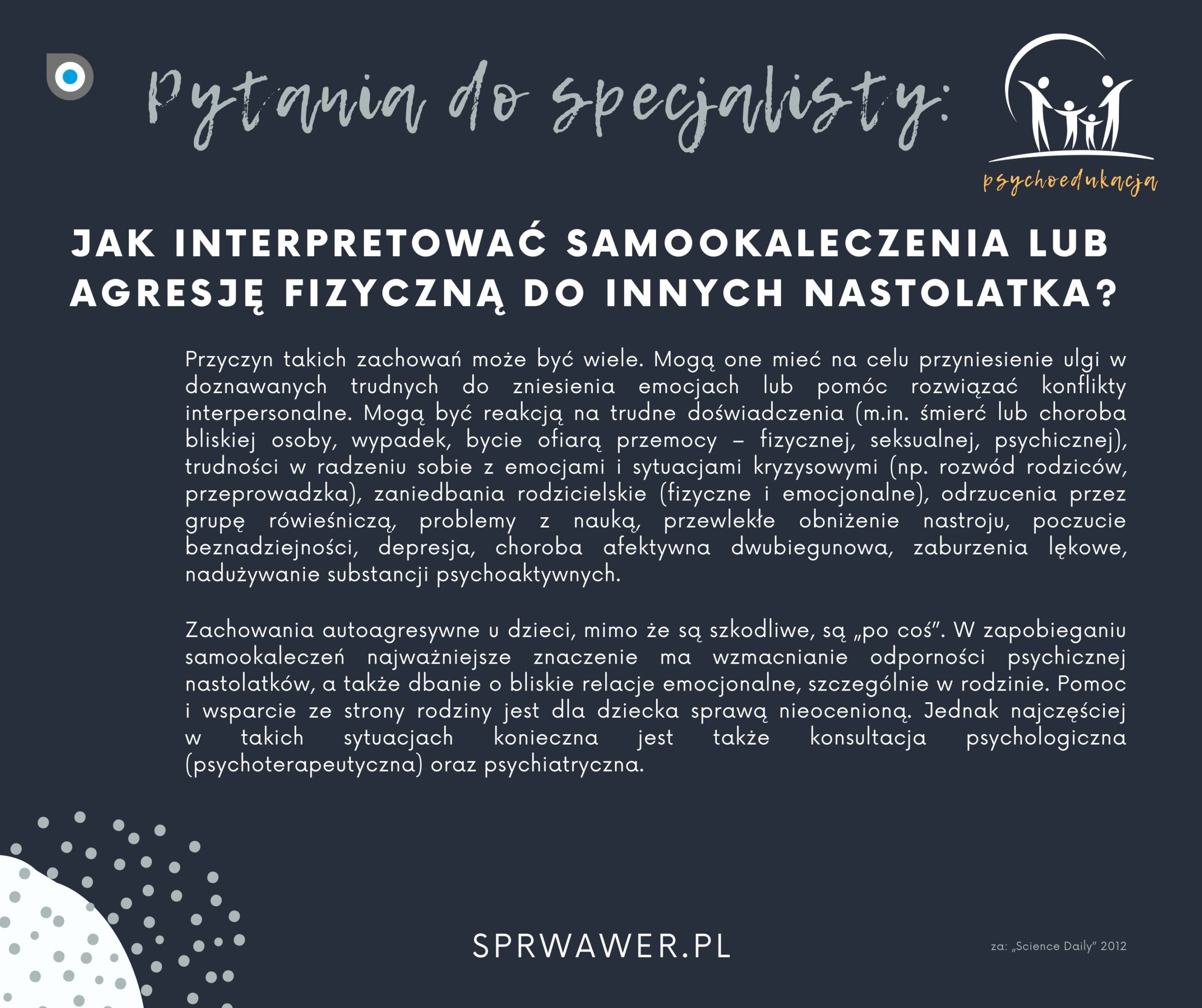 Infografika z tekstem "Przyczyn takich zachowań może być wiele."